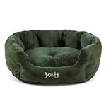 Bunty Polar Dog Bed & Cat Bed, Small | Cosy Fluffy Fleece Calming Dog Bed | High Wall Snuggle Anti Anxiety Dog Bed | Washable Bed & Cushion for Puppy, Small to Large Pets - Green