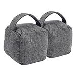 Nicola Spring Home Interior Doorstop - Grey Herringbone Patterned Door Stop with Handle - Pack of 2