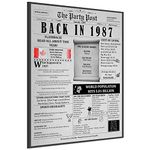 37th Birthday Poster 8 x 10 Party Sign - Born 37 Years Ago Table Party Supplies. Back In 1987 Home Decor Bday Card. Wedding Anniversary Banner with Fun Facts for Her or Him Turning 37 Years Old