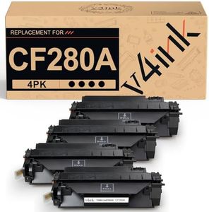 v4ink 4PK Compatible Toner Cartridge Replacement for HP 80A CF280A Toner Cartridge Black for use in HP Pro 400 M401N M401DN M401DNE M401DW Printer, HP LJ Pro 400 MFP M425DN M425DW Printer