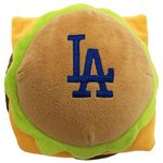 MLB Los Angeles Dodgers Cheese Burger Plush Dog & CAT Squeak Toy - Cutest Stadium HAMBERGER Snack Plush Toy for Dogs & Cats with Inner Squeaker & Beautiful Baseball Team Name/Logo