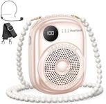 Portable Voice Amplifier Wired Microphone and Speaker,PA System Voice Amplifier with Mic Headset for Teachers,Speech,Tour Guides,Coaches,Yoga, Fitness Instructors Bluetooth 5.0 TF Card (Pink)