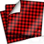 Craftopia Buffalo Plaid Permanent Vinyl Sheets for Craft | 3-Packs 12” x 12” | Red and Black Vinyl Printed Pattern Compatible with Craft Cutters - Premium Quality