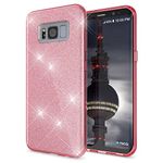 NALIA Glitter Case compatible with Samsung Galaxy S8 Plus, Ultra-Thin Mobile Sparkle Silicone Back Cover, Protective Slim Shiny Protector Skin, Shock-Proof Gel Bling Smart-Phone Bumper, Color:Pink