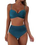 RXRXCOCO High Waisted Bikini Set Push Up Bikini Top with Tummy Control Bikini Padded Bikini 2 Piece