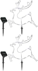 [2PK] Christmas By Sas Multicolour Silhoutte Stake Reindeer Solar Power Led Lights, 16 Lights, Home & Garden Decor - 1.9m