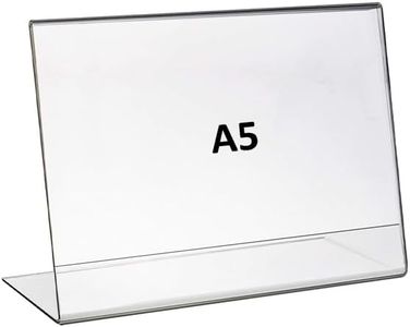Porpoise A5 Acrylic Sign Holder Horizontal, Landscape L Shape Double Sided Clear Frames, Plastic Paper Flyer Display Holder, Document Menu Table Stand for Office, Store Landscape Style Pack Of 2