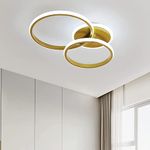 Comely LED Ceiling Light, 42W Gold Chandeliers Ceiling Lights, Modern Flush Mount LED Ceiling Lamp for Living Room Kitchen Office Bedroom Dining Room, 6500K Cool White Light