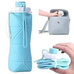 Folding Silicone Water Bottle Sports Water Bottle Outdoor Travel Portable Water Cup Running Riding Camping Hiking Kettle - 600 Ml - (po1)
