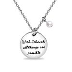 MAOFAED Jehovah Witness Gift With Jehovah All Things Are Possible Necklace JW Baptism Gift for Her (with jehovah neCA)