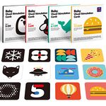 hahaland 4 in 1 High Contrast Baby Flash Cards for Visual Stimulation 80 Pcs, Black and White Visual Stimulus Baby Cards, Infant Newborn Baby Toys 0 3 6 Months Flashcards for 0 Months+(6'' x 6")