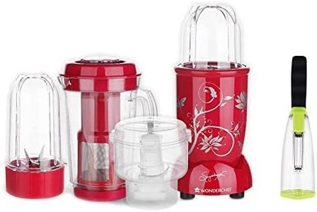 Wonderchef Nutri Blend Complete Kitchen Machine, 22000 RPM Mixer Grinder, Blender, Chopper, Juicer & Smart Multifunctional Vegetable/Fruit Peeler for Kitchen with Containers, Stainless Steel Blade