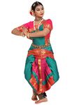 The Dance Bible Pink Green Readymade Silk Bharatanatyam Dance Costume for Girls - 28