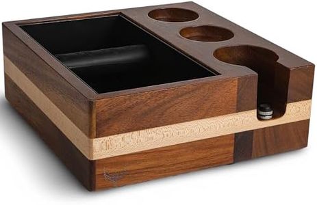 KNODOS 51mm Espresso Knock Box and Tamping Station – Walnut Espresso Tool Organizer with Detachable Knock Box, Tamper Holder, and Portafilter Stand – Perfect for 51mm Espresso Accessories