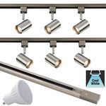 Modern Adjustable Tilt Rotatable 2 Meter 6 Spot Track Light Kit Single Circuit GU10 LED Cool White Picture Gallery Retail Shop Kitchen Spotlight Lighting Fixture