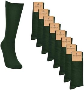 No Cold Feet Mens Fun Colorful Novelty Socks for Dress Casual Formal Groomsmen Wedding, Solid Hunter Green, 8-Pack