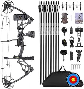 PANDARUS Compound Bow Package for Adults and Teens, 0-70 Lbs Draw Weight Limbs Made in USA,Lightweight Design，with Archery Hunting Equipment, Limited Life-time Warranty(Black Right Handed Pro)