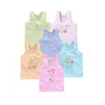 KIKE Born Baby Pure Cotton Printed Regular Fit Sando Innerwear Baniyan Kids Vest Infants Sleeveless Undershirts for Cute Boys Girls Pack of 6 (3-6 Months, LIGHTY VEST)