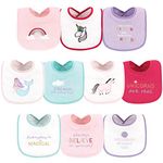 Luvable Friends Unisex Baby Drooler Bibs 10pk, Unicorns & Mermaids, One Size