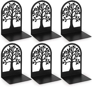 Anhow 6 Pieces Bookends, Black Metal Book Ends Non-Slip Design Arc Book Stopper Supports for Bookshelf Office School Library Home (Black 3 Pairs)