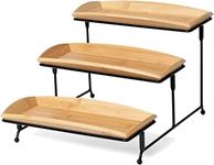 Nature's Kitchen Bamboo Wood Serving Tray Set for Dessert Coffee Appetizers Serving Platters