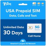 TSIM Prepaid USA SIM Card for Travel | Unlimited High Data, Local Calls, Call Home and Text for 30days | Get Local USA Number and Hotspot Sharing Allowed.