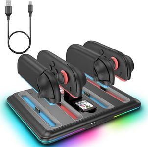 Cordv Charger for Nintendo Switch 2 Controllers, [4 Game Card Storage Slot] [RBG LED Indicators] 4 in 1 Magnetic Controller Fast Charging Station Dock for Nintendo Switch 2 Accessories