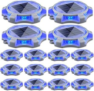 SIEDiNLAR Solar Deck Lights Outdoor 2 Modes LED Dock Light Driveway Markers Waterproof for Pathway Step Walkway Ground Stair Yard Road Garden 16 Pack (Blue/Red)