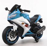 SHAKYA WORLD R15 Battery Operated Rechargeable Ride On Electric Sports Bike for Kids, [1 to 7 Year, Blue & White]