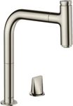Hansgrohe Metris Select M71 2-Hole Single Lever Kitchen Mixer 200 With Pull-out Spout And Hose Box, Single Spray Mode, Stainless Steel Finish, 73804800