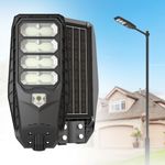 hardoll 400W All in One Solar Street Light LED Outdoor Waterproof Motion Sensor Lamp for Home Garden 15000mah Battery Remote Controlled(ABS,Cool White-Pack of 1) Battery Replaceable
