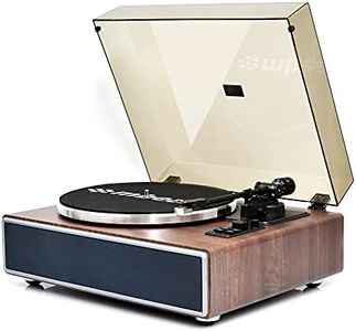 mbeat MB-PT-38AWT HiFi Turntable with Bluetooth Speaker - Walnut | MMC Stylus | Metal Platter | 33/45 RPM | Adjustable Tone Arm | Pitch & Tone Control | Built-in Preamp | Aux Input | Headphone Jack