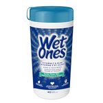 Wet Ones Vitamin E and Aloe Hand Wipes, Unscented, Wet Wipes, 40 Count Canister