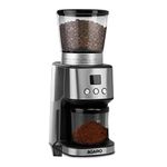 AGARO Supreme Coffee Grinder, Conical Burr Grinder, 31 Grinding Settings, Pulse Mode, Adjustable Digital Timer, Single Dose Grinder for Espresso Filter Dripper Moca, Espresso, Silver