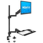 Mount-It! Sit Stand Monitor Desk Mount Workstation | Full Motion Gas Spring Monitor Arm and Keyboard Tray | Height Adjustable Single Monitor and Keyboard Mount | VESA Monitor Mount for Desk (MI-7995)