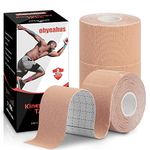 Kinesiology Tape Precut (3 Rolls), Pain Relief Adhesive for Muscles Shin Splints Ankle Neck Knee & Shoulder, Promotes Recovery & Providing Support, 2" x 19.7 Feet per Roll, Total 72 Precut Strips