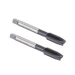 uxcell M10 x 1.5 Spiral Point Threading Tap, Ground Threads H2, High Speed Steel 6542, TICN Coated Finish, Round Shank with Square End, 2pcs