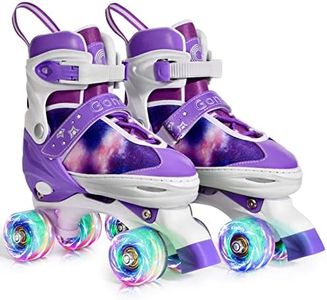 Gonex Roller Skates for Girls Kids Boys Women with Light up Wheels and Adjustable Sizes for Indoor Outdoor (Purple, M - Big Kids (1Y-4Y US))