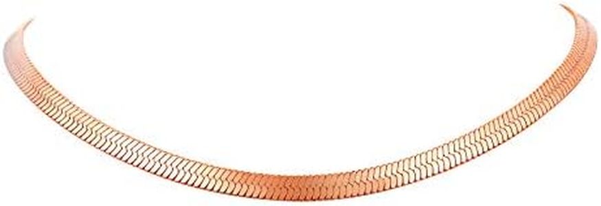 FindChic Rose Gold Chain Necklace for Women, Herringbone Chains, 18K Rose Gold Plated Flat Snake Link Chain Necklaces 5mm 18'' 20'' Adjustable Hip Hop Jewelry