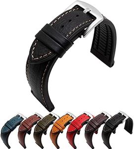 Strapseeker Premium Italian Hybrid Calf Leather FKM Rubber Watts Watch Straps - Waterproof Performance Sports Bands for Men & Women - Replacement Watchband - Colors: Black, Blue, Brown, Red, Mustard Yellow, Army Green - 20mm, 22mm, 24mm (20mm, Black)