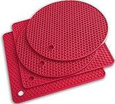 Silicone Trivet Mats - Pot Holders - Drying Mat Our potholders Kitchen Tools is Heat Resistant to 440°F, Non-Slip Durable Flexible Easy to wash and Dry and Contains 4 pcs by Q's INN.