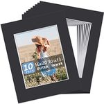 Somime 10 Pack Picture Mats 16x20 for 11x14 Photos, Acid Free Black 16x20 Precut Mat, White Core Bevel Cut Frame Matte, Ideal for Frames, Pictures