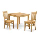 East West Furniture OXVA3-OAK-W 3 Piece Dinette Set for Small Spaces Contains a Square Dining Table and 2 Dining Room Chairs, 36x36 Inch, Oak