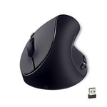 Microware Wireless Mouse, Vertical Ergonomic Optical USB Rechargeable Mice Adjustable Sensitivity 800/1200 /1600 DPI for Laptop, Chromebook, PC, Desktop (Black)