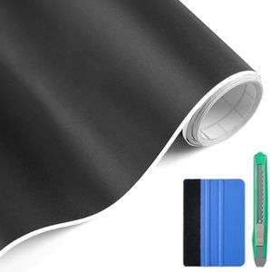 Arespark Matte Black Vinyl Wrap 1ft x 10ft, Car Wrap Vinyl Roll Tool Kit with Bubble Free Air Release Technology, Automotive Blackout Vinyl Film for Motos Cars Interior Exterior