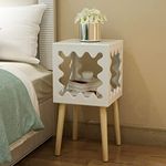 Device Bas with BROWN ART SHOPPEE Square Bookcase Nightstand Side End Table Bedroom: Bed Side Coffee Table Living Room Bedside Small Spaces Magazine Stand with Open Stoarge Table White Engineered Wood