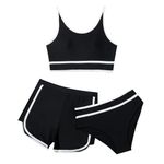 Girls' Sports Swimsuit 3 Piece Bathing Suits,Plain Bikini Set With Shorts Cover Up,Tankini Girls Surfing Beach Swimwear Set Up,Sizes 7-12 Years, Quick Dry Swimsuits Swimming Costume Summer Holiday