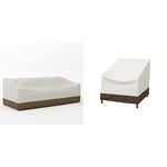 Amazon Basics Griffen 3-Seater Sofa Outdoor Patio Furniture Cover + Lounge Deep-Seat Outdoor Patio Furniture Cover Set of 2