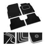 DB Bespoke - Tailored Car Mats - Compatible with Honda Jazz 2012-2015 - Black Carpet - Non-Slip Carpet Mat - 4 pc Complete Car Floor Mats with 2 clips - Black with Grey Trim