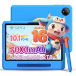 P10 Kid Kids Tablet with Silicone Case & Stylus Pen, 10 inch tablet Android 16 Tablet for Kids Ages 3-12 Years, 90Hz 32GB+64GB/TF 2TB, Gemini AI, Parental Controls, WiFi/Bluetooth/OTG/3.5mm jack, Blue